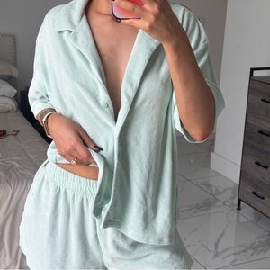 H&M Terry Button Up Oversized Top